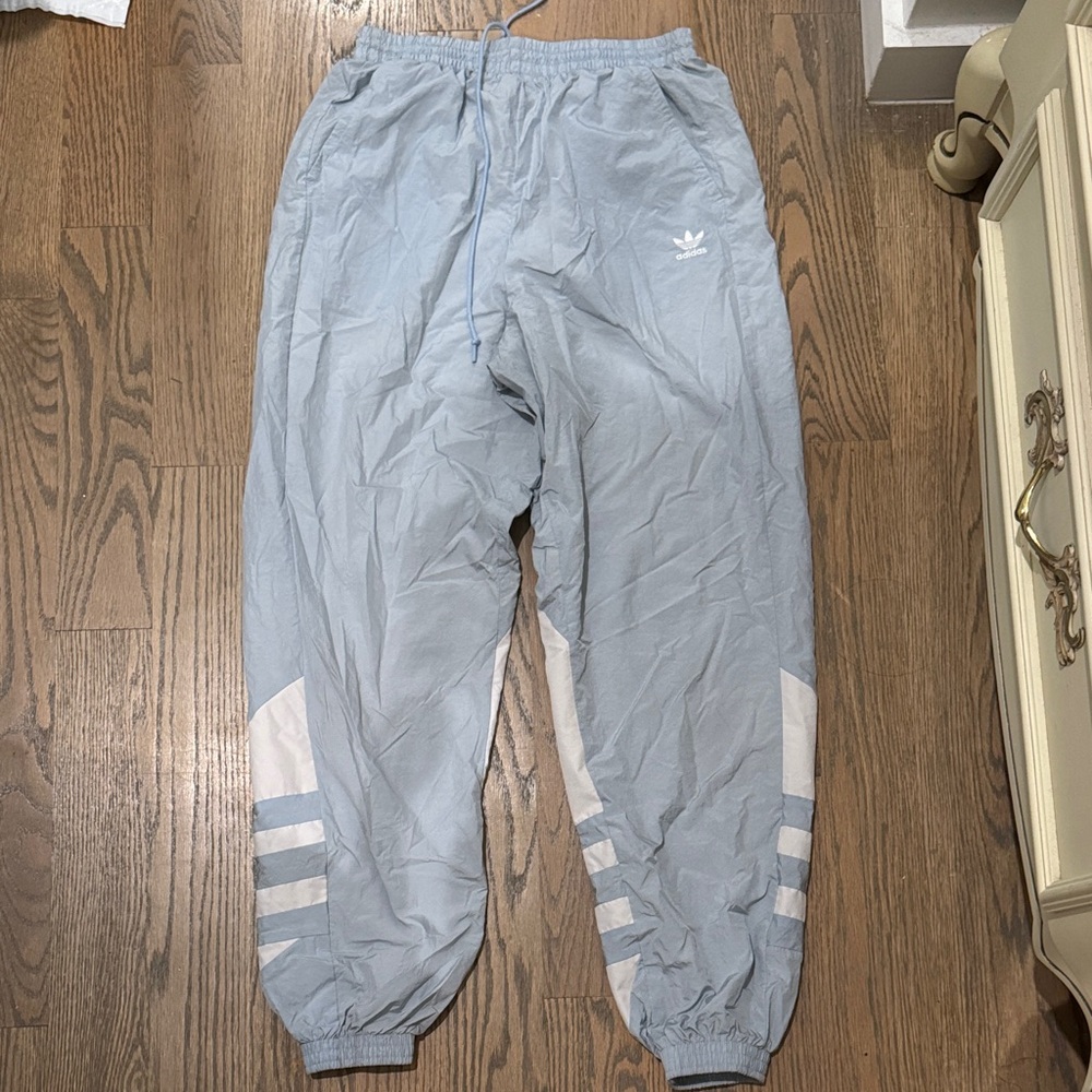 Adidas Sky Blue Joggers with White Stripes